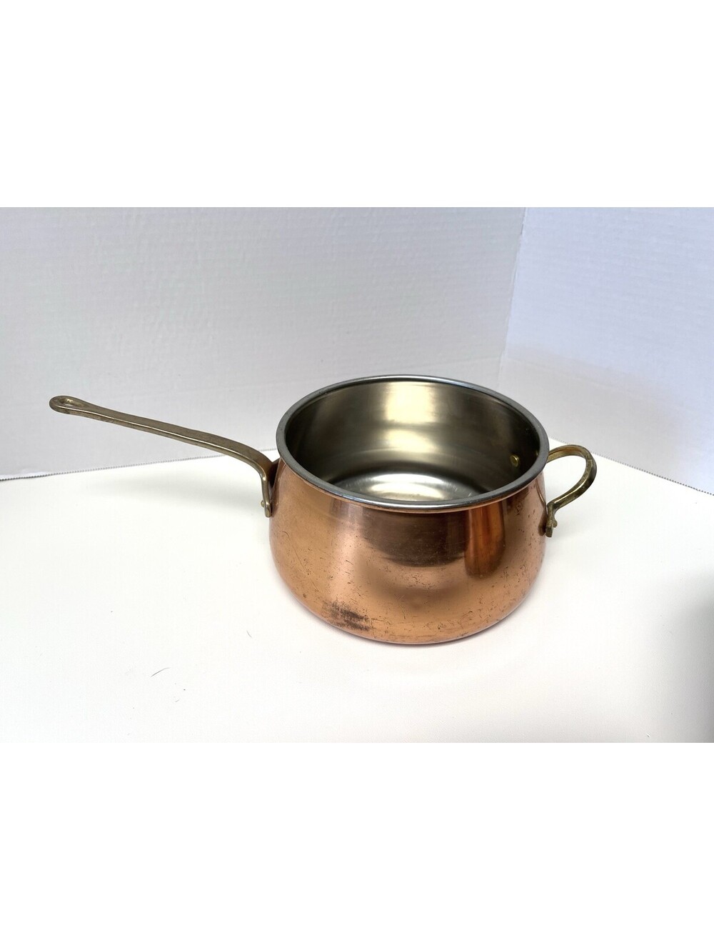Antique Heavy Copper Pot - Steel Handle Unmarked READ DESC